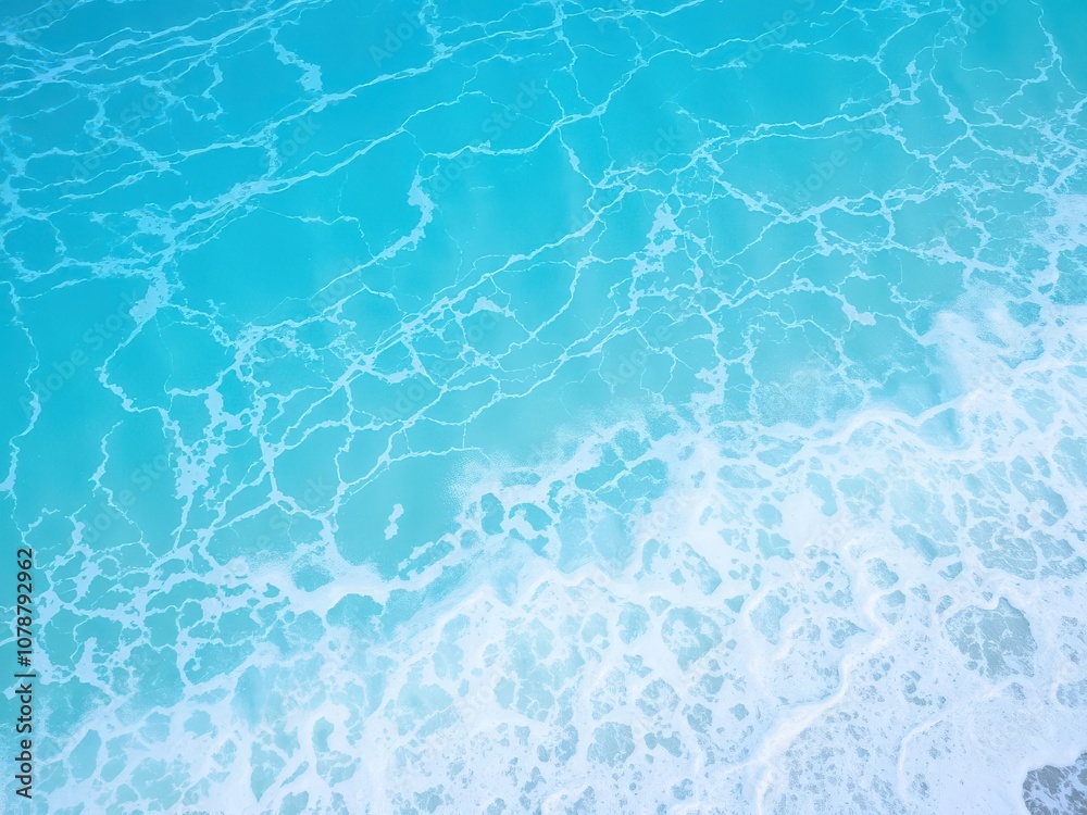 Smooth turquoise waves with foamy white caps rolling into a pristine ocean shore, ocean, vacation, beach Smooth turquoise waves with foamy white caps rolling into a pristine ocean shore, ocean, vacation, beach