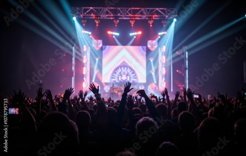 Energetic crowd at a live concert.