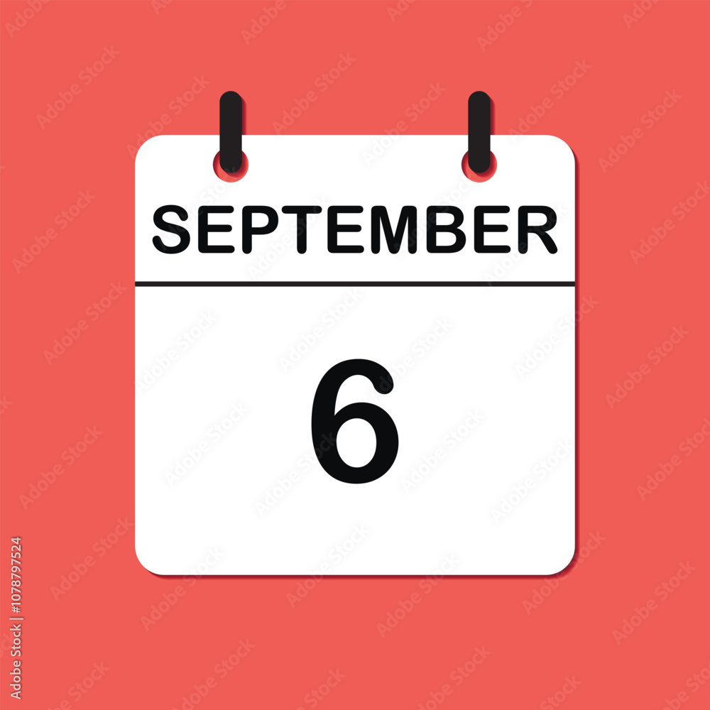 September 6. Daily Calendar icon for design. Simple design for business brochure, flyer, print media, advertisement. Easily editable September 6. Daily Calendar icon for design. Simple design for business brochure, flyer, print media, advertisement. Easily editable