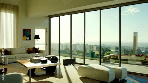 Spacious Living Room with City View
 photo