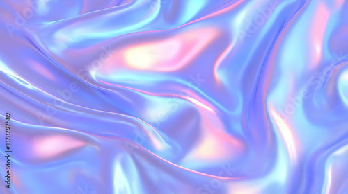 Abstract Holographic Background with Iridescent Shimmer and Smooth Draped Fabric Texture