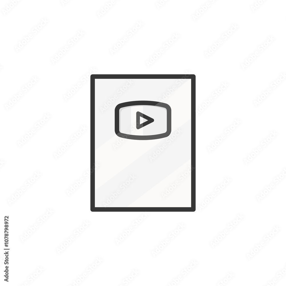Play button in border vector isolated. Play button icon on white background. Play button in border vector isolated. Play button icon on white background.