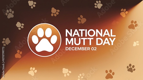 Modern National Mutt Day Design with Circular Logo, Stylized Dog Paw Print, and Warm Gradient Background photo