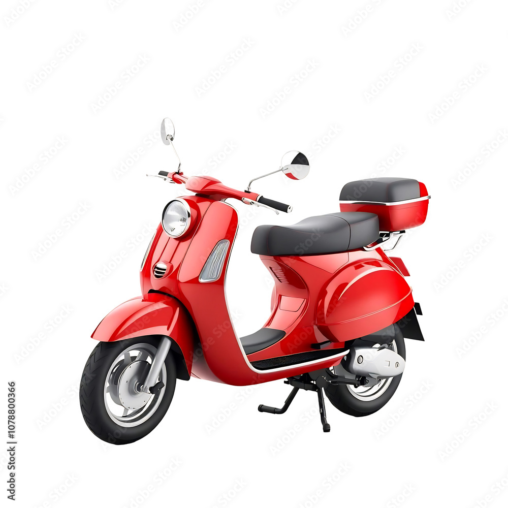 Classic Red Scooter Isolated Classic Red Scooter Isolated