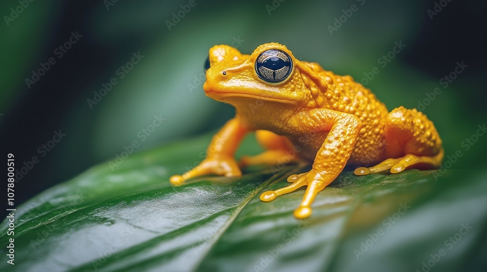 Obraz premium Golden Frog on a Leaf