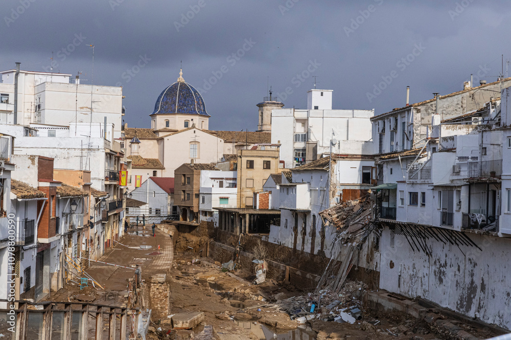 Fototapeta premium images of the flood in valencia, spain, la dana, destroyed houses, mud, rivers, floods comunidad vanelciana