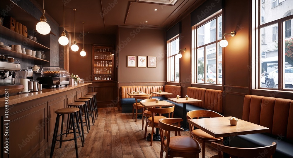 Anime cozy cafe warm tones soft lighting peaceful interior Anime cozy cafe warm tones soft lighting peaceful interior