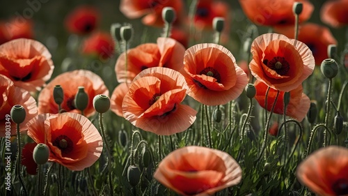 poppies in the field for Remembrance Day photo