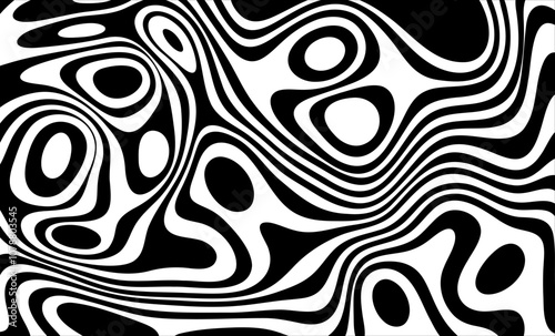 Amazing liquify lines effect on black and white, vector illustration. Eps 10