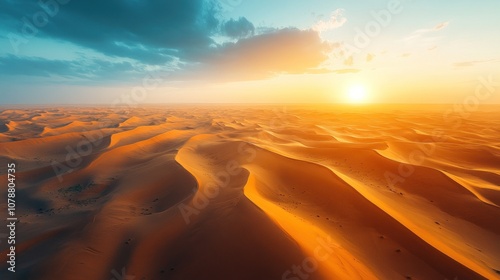 Sunset Over the Desert Dunes