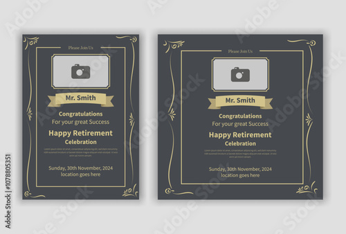 Happy retirement party invitation flyer design 