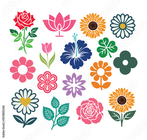 Various Vector Flower Set