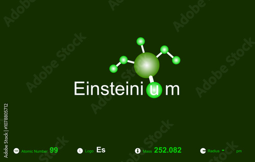 Modern logo design for the word "Einsteinium" which belongs to atoms in the atomic periodic system.