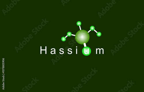 Modern logo design for the word "H a s s i u m" which belongs to atoms in the atomic periodic system.