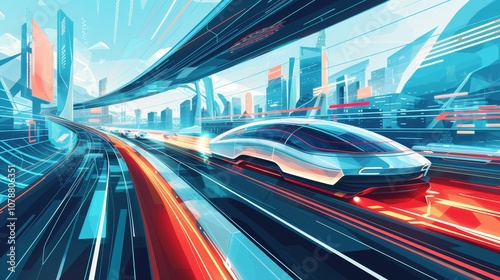 Wallpaper Mural futuristic transportation concept visionary and futuristic depiction transportation technology such flying cars hyperloops and maglev trains showcasing innovative and sustaina generated illustration Torontodigital.ca