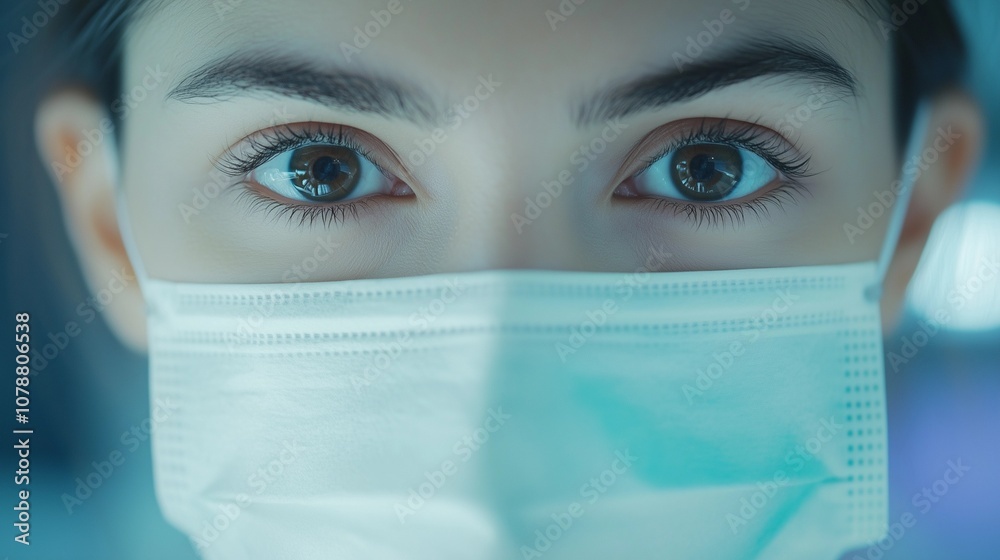 Medical staff wearing masks in a hospital setting, symbolizing dedication and protection in the face of health challenges.