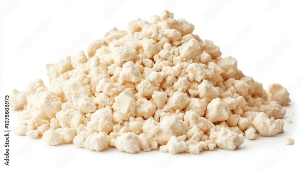 A heap of soft, white, crumbly substance resembling fresh cheese or a dairy product, often used in cooking and salads. A heap of soft, white, crumbly substance resembling fresh cheese or a dairy product, often used in cooking and salads.