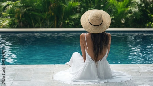 Woman Relaxing by the Pool