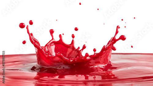 Red liquid splash isolated on a transparent background
