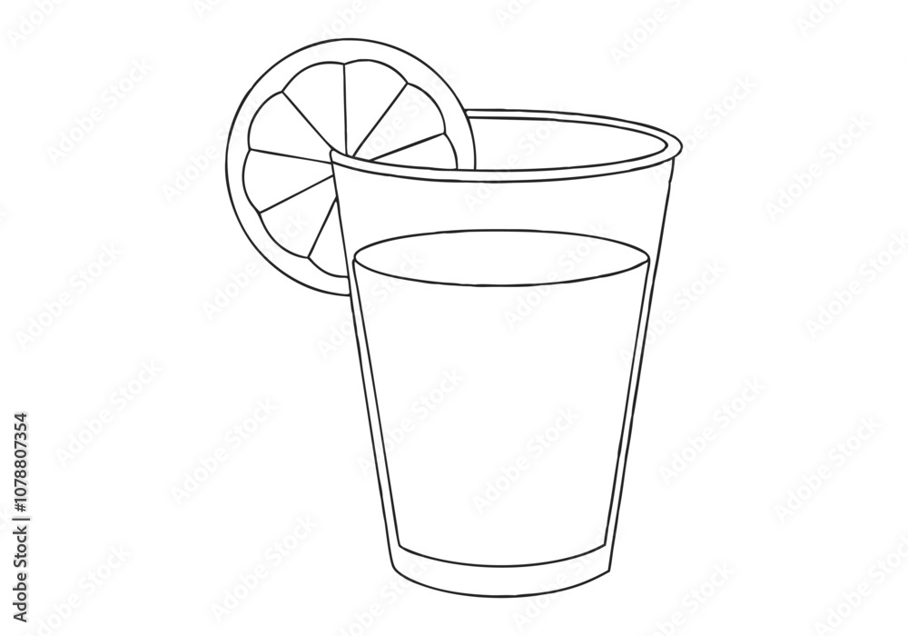 Continuous Line Art of Glass with Lemon Juice – Minimalist Refreshing Beverage Illustration Continuous Line Art of Glass with Lemon Juice – Minimalist Refreshing Beverage Illustration