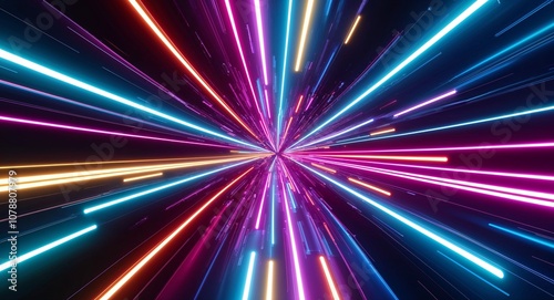 Anime neon shapes abstract colors dynamic flow futuristic energy