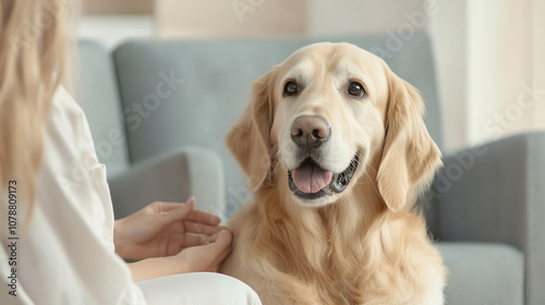 Therapist and Patient with Therapy Dog in Calming Session