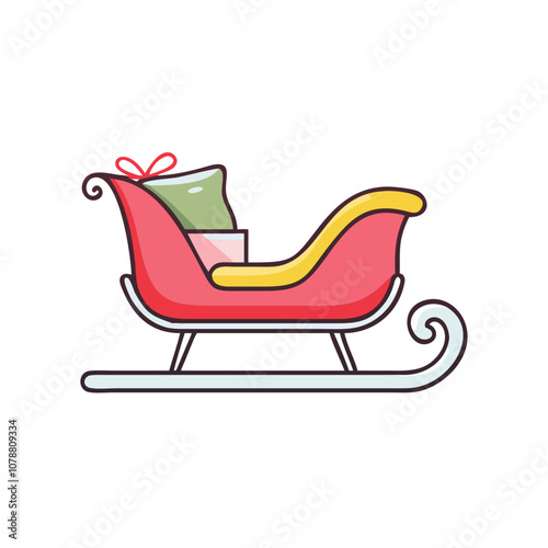 sleigh vector art,  flat illustration sleigh icon