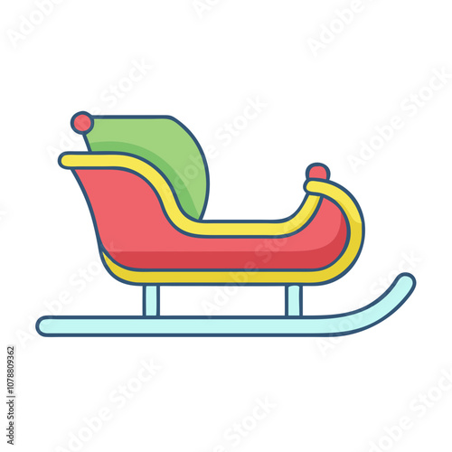 sleigh vector art,  flat illustration sleigh icon