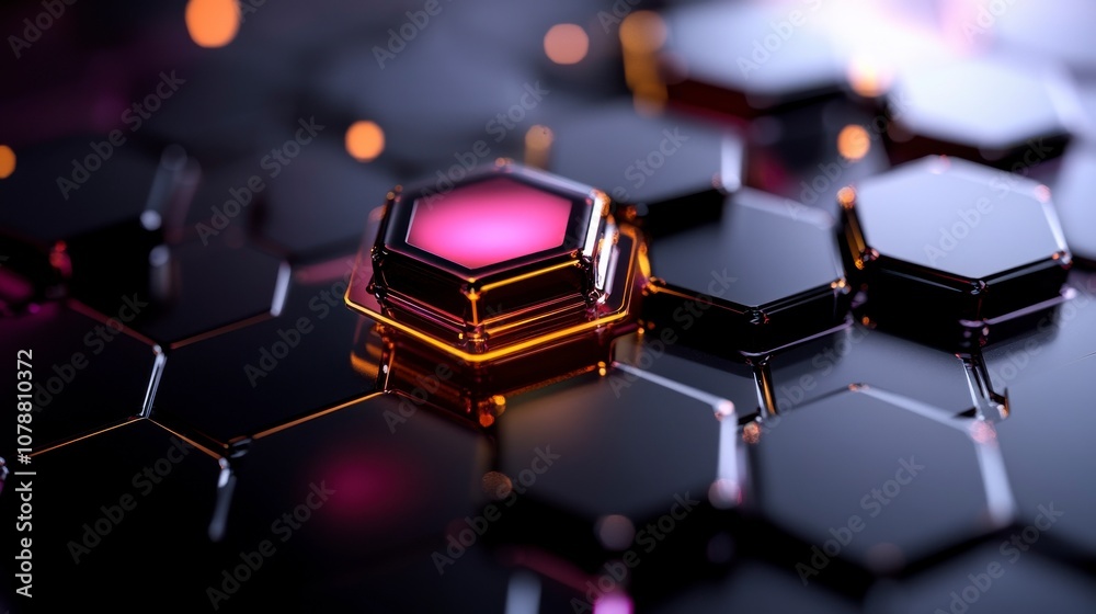 Abstract Floating Hexagons with Layered Holographic Effect Abstract Floating Hexagons with Layered Holographic Effect