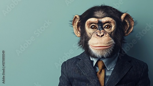 Playful Monkey in School Uniform Blazer with Cheeky Grin Humorous Character Concept photo