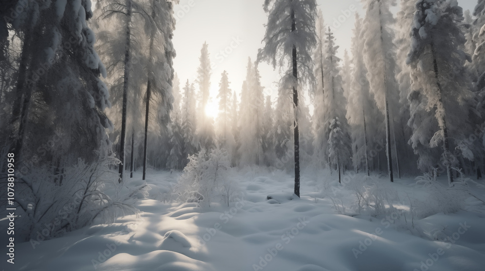 sunlight through the winter forest sunlight through the winter forest