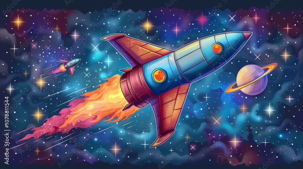 Obraz premium Cosmic Symphony: Planetary Landscape