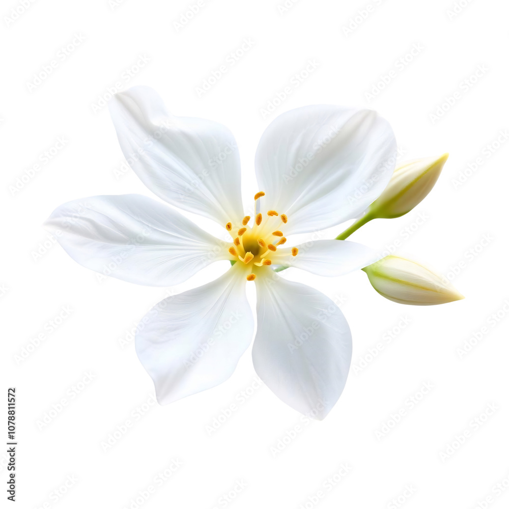 Delicate White Flower with Buds Isolated Delicate White Flower with Buds Isolated