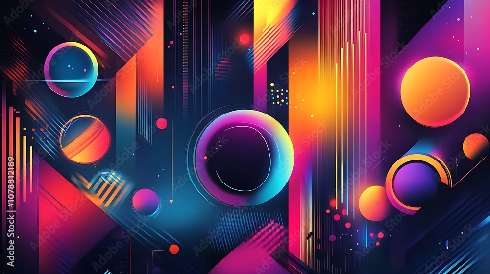 Futuristic geometric abstract shapes blending with glowing light effects