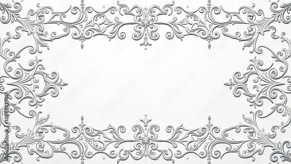 Fototapeta premium Plaster background with intricate floral pattern design, white, artistic, elegant