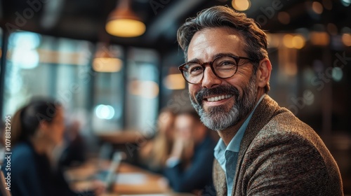 Confident Business Leader Smiling at Camera in Meeting