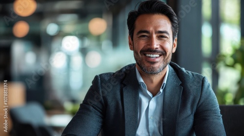 Confident Business Leader Smiling in Office Setting