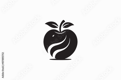 A vector silhouette image made by  adobe illustrator of an Apple.