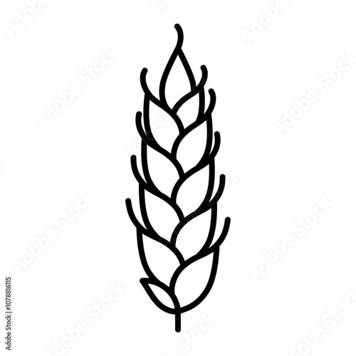 Wheat, line icon. Spike of wheat, linear illustration of cereals plant. Bread, nutrition, gluten, carbs or agriculture. Editable stroke, thin line, simplicity style. 