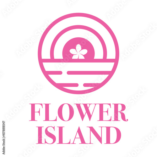 flower island flat minimalist logo design