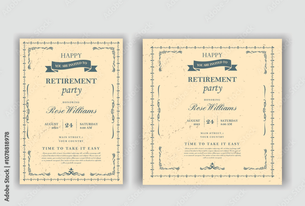 Fototapeta premium Happy retirement party invitation flyer design 