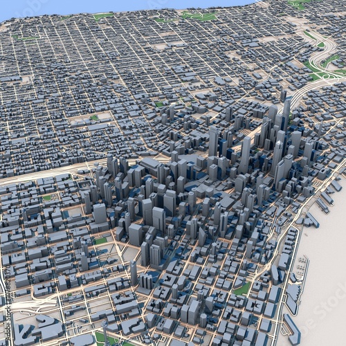 Seattle City Washington United States Map, 3D Rendering