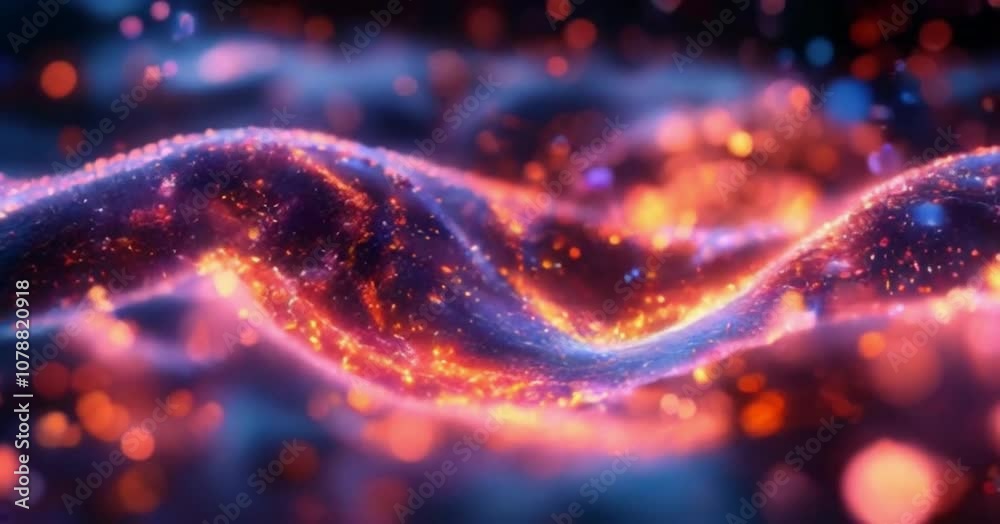 Abstract glowing light trails in motion on dark background Abstract glowing light trails in motion on dark background