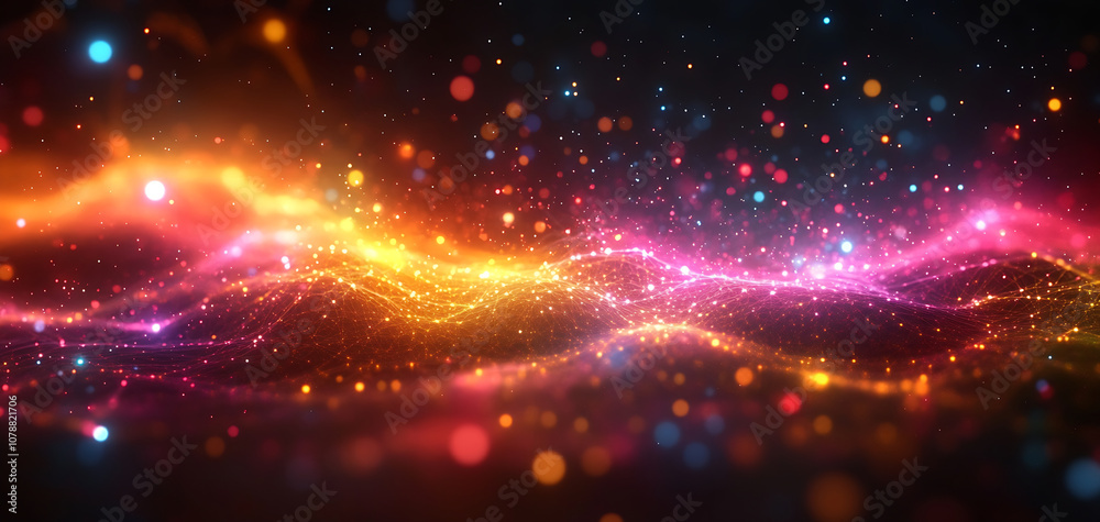 Abstract network connections, intertwined lines or dots Abstract network connections, intertwined lines or dots