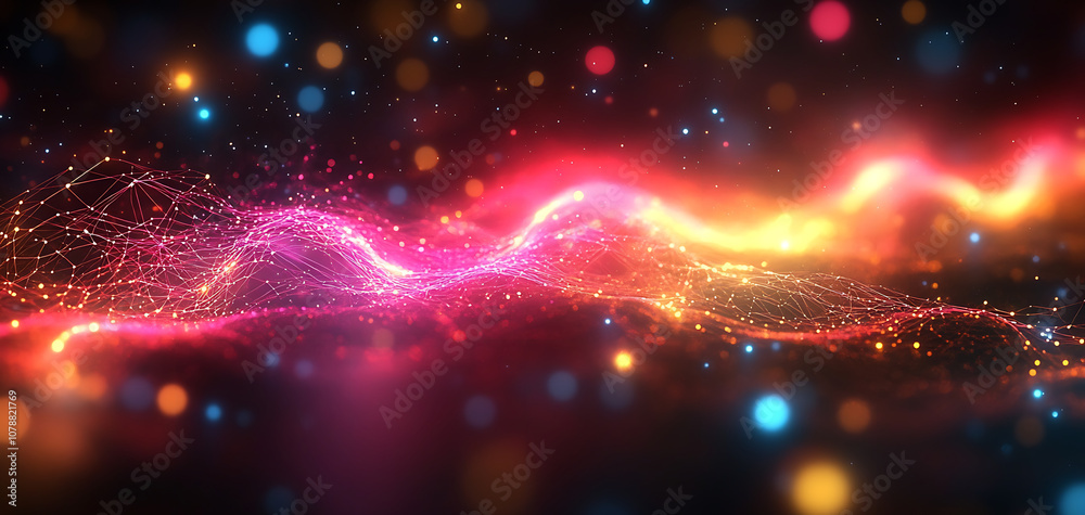 Obraz premium Abstract network connections, intertwined lines or dots