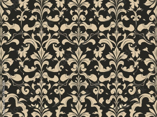 Luxurious charcoal floral wallpaper featuring intricate design and elegant details, luxury, fancy, charcoal