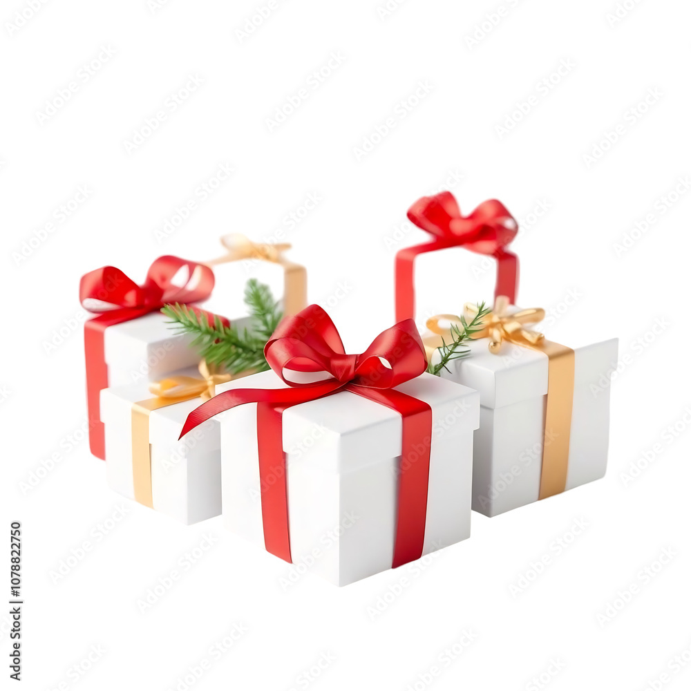 Festive Christmas Gifts with Red and Gold Ribbons