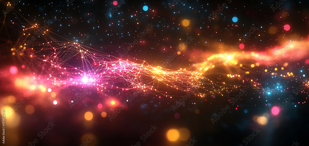 Fototapeta premium Abstract network connections, intertwined lines or dots