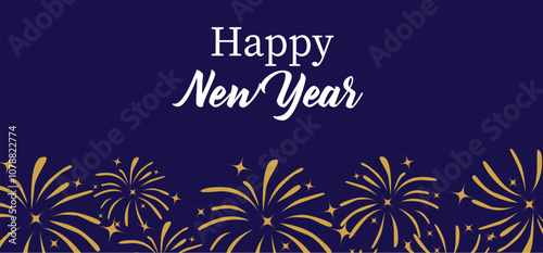 Happy new year banner with fireworks as the background vector stock