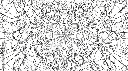 Mandala kaleidoscope background. circular pattern in form of mandala for henna, mehndi, tattoo, decoration. decorative ornament in ethnic oriental style. coloring book page. Kaleidoscope. Illustration photo